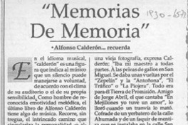 "Memorias de memoria"  [artículo] Víctor Mandujano M.