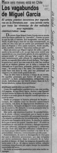 Los vagabundos de Miguel García  [artículo] Cristián Farías.