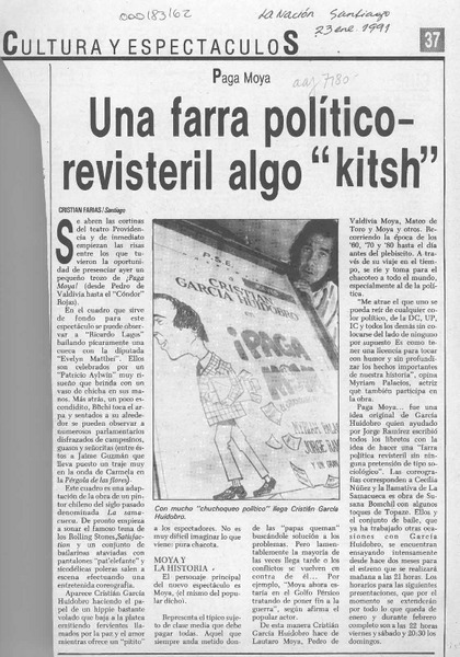 Una farra político-revisteril algo "kitsh"  [artículo] Cristián Farías.