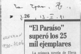"El Paraíso" superó los 25 mil ejemplares  [artículo].