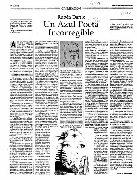 Un Azul poeta incorregible  [artículo] Víctor M. Mandujano.