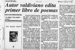 Autor valdiviano edita primer libro de poemas  [artículo].
