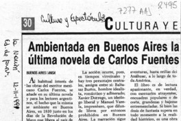 Ambientada en Buenos Aires la última novela de Carlos Fuentes  [artículo].