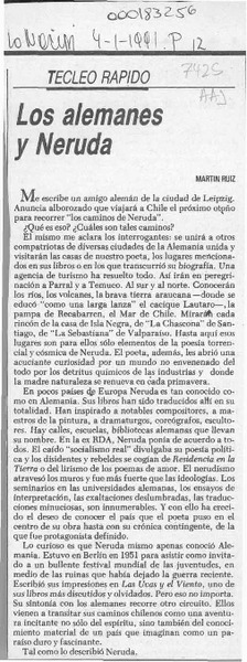 Los alemanes y Neruda  [artículo] Martín Ruiz.