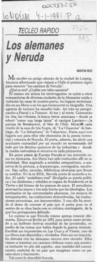 Los alemanes y Neruda  [artículo] Martín Ruiz.