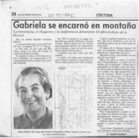Gabriela se encarnó en montaña  [artículo] Rodolfo Gambetti.