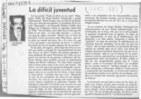 La difícil juventud  [artículo] Luis Sánchez Latorre.