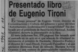 Presentado libro de Eugenio Tironi  [artículo].