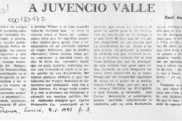 A Juvencio Valle  [artículo] Raúl Morales Alvarez.