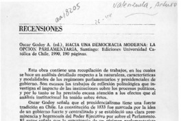 Hacia una democracia moderna, la opción parlamentaria  [artículo] Carlos Eduardo Mena K.