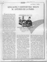 King Kong y Dostoiewski según M. Antonio de la Parra  [artículo] Pedro J. Labra.