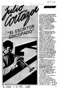 Julio Cortázar "el escritor sincopado"  [artículo] Nira Reyes Morales.