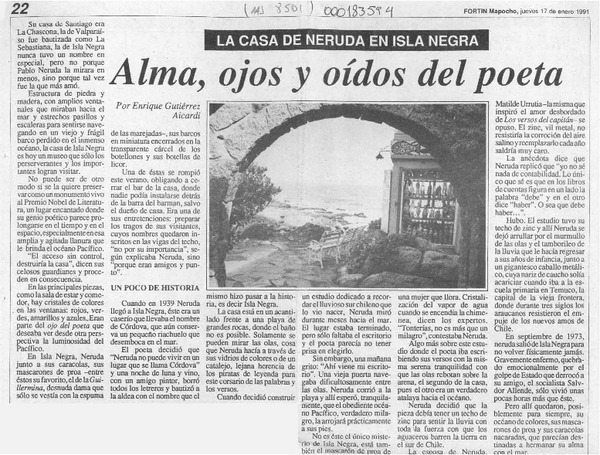 Alma, ojos y oídos del poeta  [artículo] Enrique Gutiérrez Aicardi.