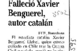Falleció Xavier Benguerel, autor catalán  [artículo].