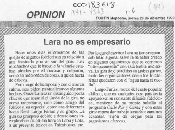 Lara no es empresario  [artículo].