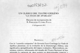 Un clásico del teatro chileno, "La viuda de Apablaza"  [artículo] Fernando Cuadra Pinto.