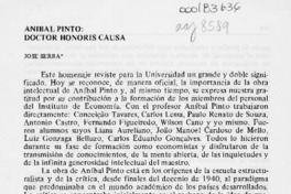 Aníbal Pinto, Doctor Honoris Causa  [artículo] José Serra.
