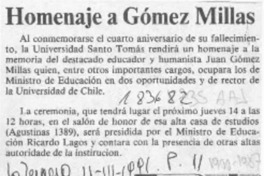 Homenaje a Gómez Millas  [artículo].