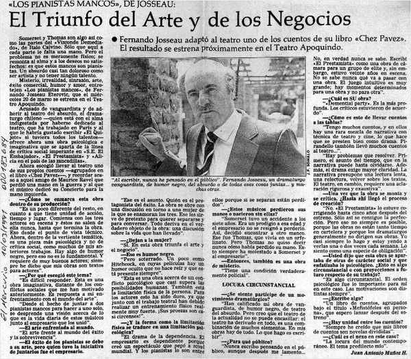 El triunfo del arte y de los negocios  [artículo] Juan Antonio Muñoz H.