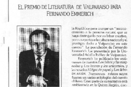 El Premio de Literatura de Valparaíso para Fernando Emmerich