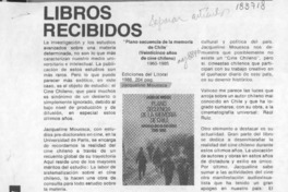 "Plano secuencia de la memoria de Chile"  [artículo] Néstor Olhagaray.