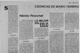 Héctor Pinochet lo mejor del exilio  [artículo] Mario Ferrero.