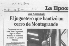 El juguetero que bautizó un cerro de Montegrande  [artículo] Alejandra Gajardo.