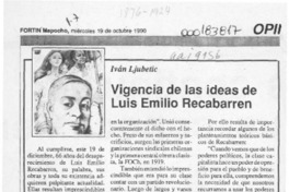 Vigencia de las ideas de Luis Emilio Recabarren  [artículo] Iván Ljubetic.