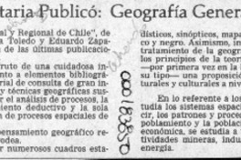 E. Universitaria publicó, geografía general de Chile  [artículo].