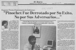 "Pinochet fue derrotado por su éxito, no por sus adversarios"