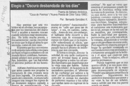 Elogio a "Oscura desbandada de los días"  [artículo] Bernardo González K.