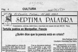 Quién dice que la poesía está en crisis?  [artículo] Silvia Rodríguez Zurdo.