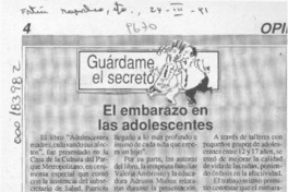 El Embarazo en las adolescentes  [artículo].