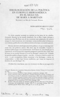 Ideologización de la política en Europa e Iberoamérica en el siglo XX, de Marx a Maritain  [artículo] Bernardino Bravo Lira.