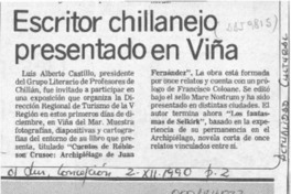Escritor chillanejo presentado en Viña  [artículo].