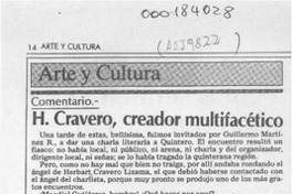 H. Cravero, creador multifacético  [artículo] Magdiel Gutiérrez Pérez.