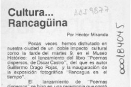Cultura -- rancagüina  [artículo] Héctor Miranda.