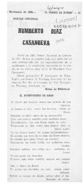 Humberto Díaz Casanueva  [artículo] Ratón de biblioteca.