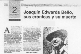 Joaquín Edwards Bello, sus crónicas y su muerte
