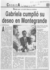 Gabriela cumplió su deseo en Montegrande  [artículo].