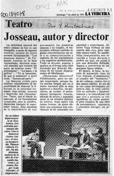 Josseau, autor y director  [artículo] Yolanda Montecinos.