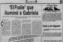 "El fraile" que iluminó a Gabriela  [artículo] Eliseo Barboza.