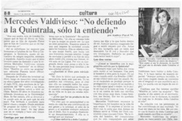 Mercedes Valdivieso, "No defiendo a la Quintrala, sólo la entiendo"  [artículo] Andrea Puyol M.