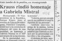 Krauss rindió homenaje a Gabriela Mistral  [artículo].