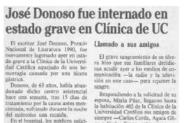 José Donoso fue internado en estado grave en clínica de UC  [artículo].