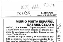 Murió poeta español Gabriel Celaya  [artículo].