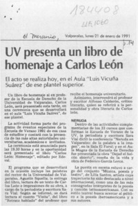 UV presenta un libro de homenaje a Carlos León  [artículo].