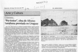 "Pre textos", obra de Alfonso Larrahona premiada en Uruguay  [artículo] Alberto Baeza Flores.