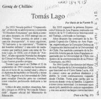 Tomás Lago  [artículo] Darío de la Fuente D.