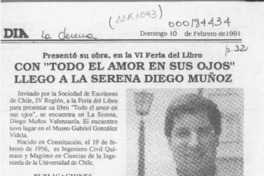 Con "Todo el amor en sus ojos" llegó a La Serena Diego Muñoz  [artículo].